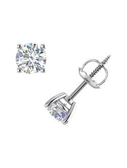 DIAFROST - 0.40 Carat to 2 Carat 4-Prong Set Lab Grown Diamond Stud Earrings in 14K Gold (Screw Back) - IGI Certified (VS2-SI1 Clarity)