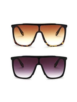 Cool Large Men Sunglasses Vintage Retro 70s Square Shades Oversized Flat Top Shield Sun Glasses for Women