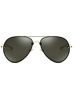 Oversized Aviator Sunglasses Vintage Retro Gold Metal Frame Colorful Lenses 62mm