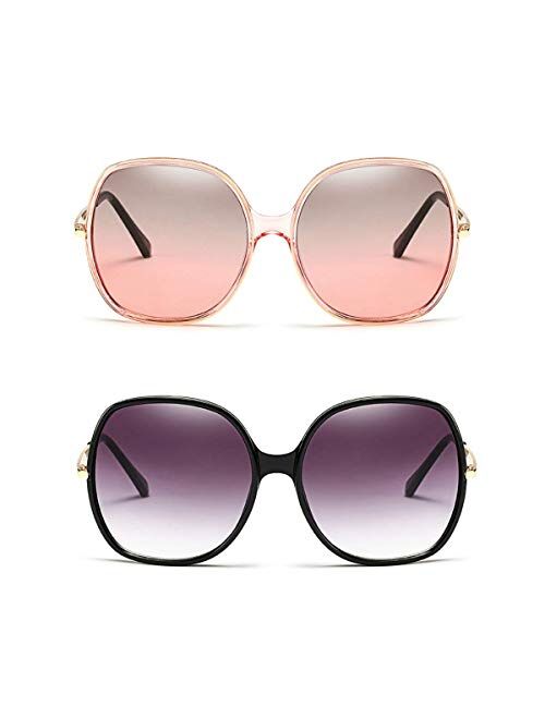 Freckles Mark 70s Super Oversize Square Sunglasses for Women Vintage Rectangular Plastic Frame