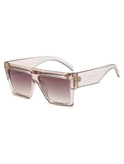 Oversized Geometric Sunglasses Flat Top Shield Irregular Squared Aviator Shades