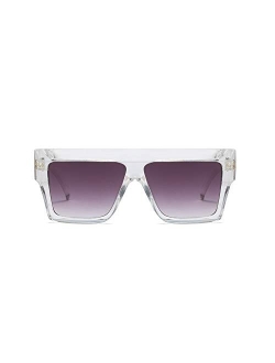 Oversized Geometric Sunglasses Flat Top Shield Irregular Squared Aviator Shades