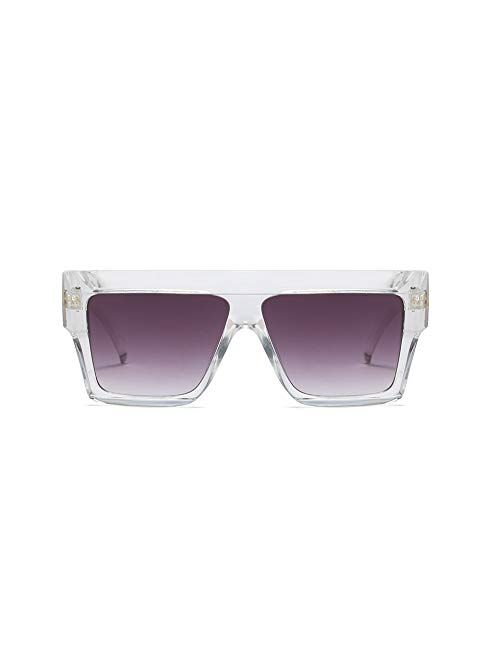 Freckles Mark Oversized Geometric Sunglasses Flat Top Shield Irregular Squared Aviator Shades