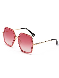 Oversized Geometric Sunglasses for Women Fashion Chic Square Aviator Frame