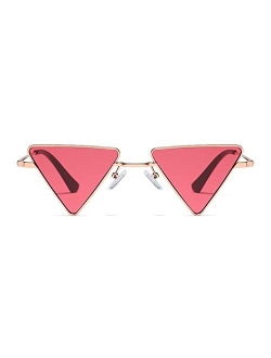 Light Triangular Small Hippie Sunglasses Metal Frame Tinted Colorful Lens F3184