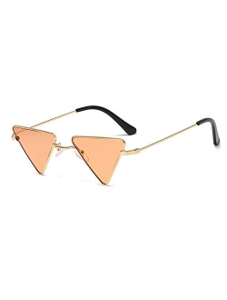 Light Triangular Small Hippie Sunglasses Metal Frame Tinted Colorful Lens F3184