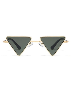 Light Triangular Small Hippie Sunglasses Metal Frame Tinted Colorful Lens F3184