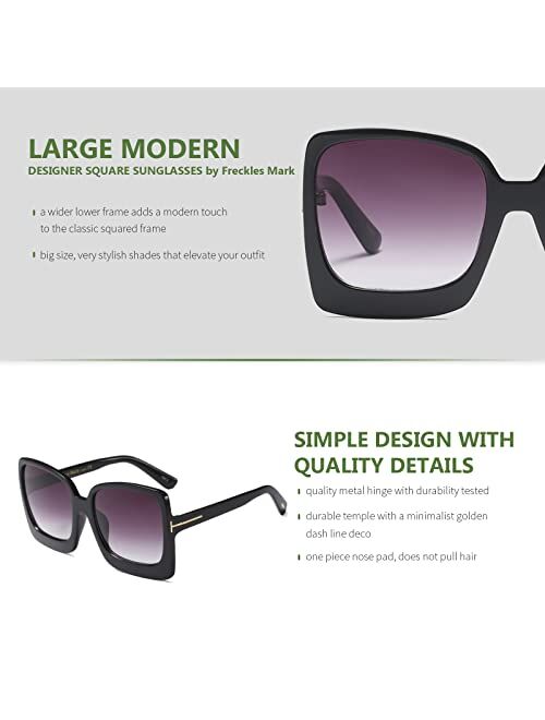 Freckles Mark Vintage Inspired Women Sunglasses Plastic Bold Rim Big Square Designer Shades