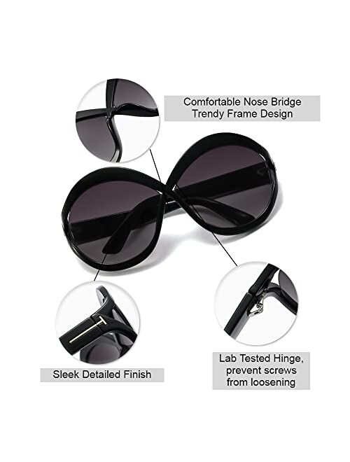 Freckles Mark Large Circular Sunglasses for Women Retro Lennon Hippy Inspired Round Glasses