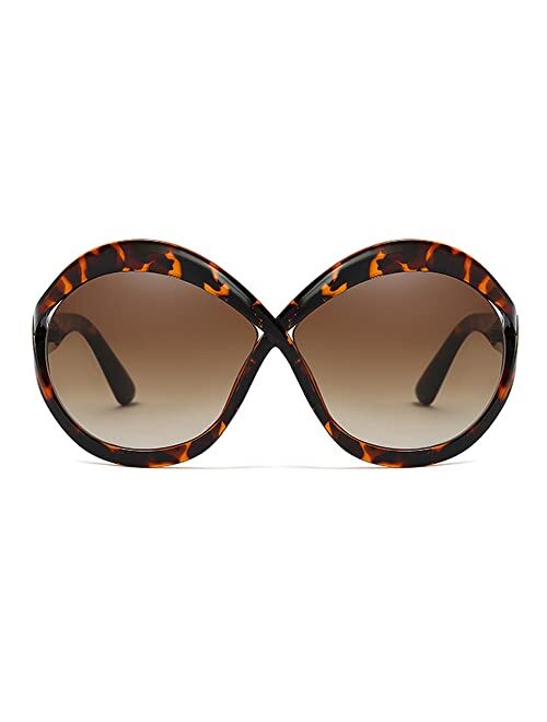 Freckles Mark Large Circular Sunglasses for Women Retro Lennon Hippy Inspired Round Glasses