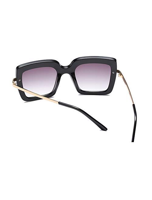 Freckles Mark Oversized Square Sunglasses for Women Celebrity Bold Frame Metal Temples F5045