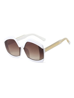 Bold Rimmed Large Irregular Sunglasses for Women Men Geometric Statement Frame