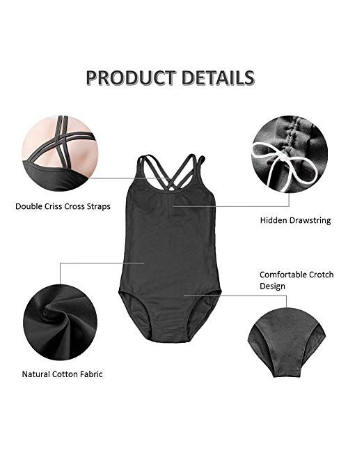 HiDance Ballet Leotards,Cotton Camisole Ballet Leotards for Girls/Toddlers/Kids,Double Strap Gymnastics and Ballet Dancewear