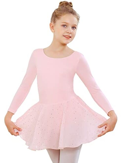 Stelle Girls Long Sleeve Ballet Leotards Shiny Skirted for Dance (Toddler/Little Kid/Big Kid)