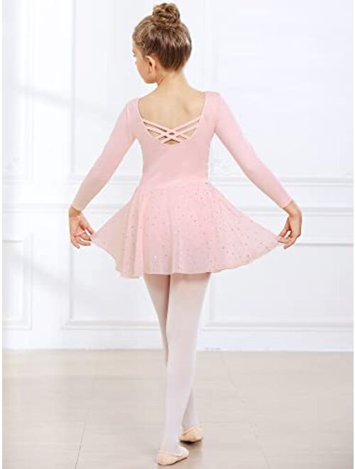 Stelle Girls Long Sleeve Ballet Leotards Shiny Skirted for Dance (Toddler/Little Kid/Big Kid)