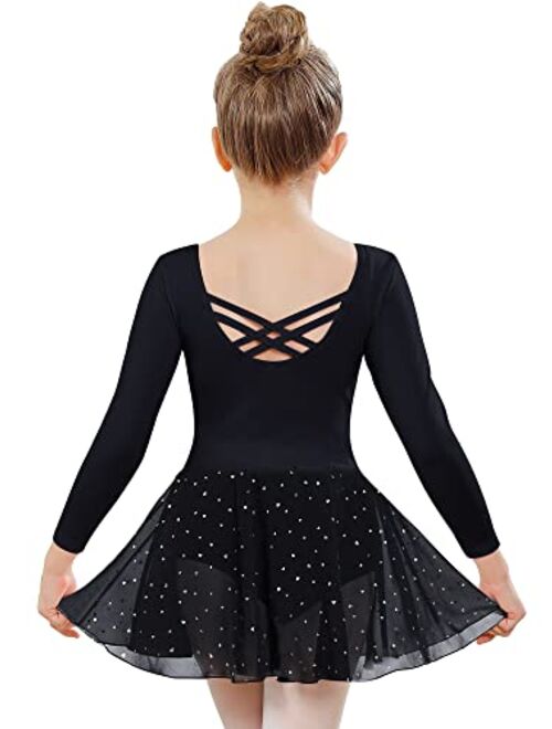 Stelle Girls Long Sleeve Ballet Leotards Shiny Skirted for Dance (Toddler/Little Kid/Big Kid)