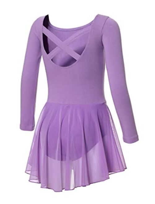 DIPUG Ballet Leotards for Girls Ballet Leotard with Skirt Toddler Dance Leotards Flutter Sleeve and Criss-Cross Back