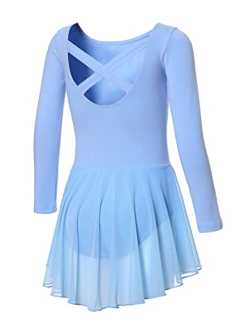 DIPUG Ballet Leotards for Girls Ballet Leotard with Skirt Toddler Dance Leotards Flutter Sleeve and Criss-Cross Back