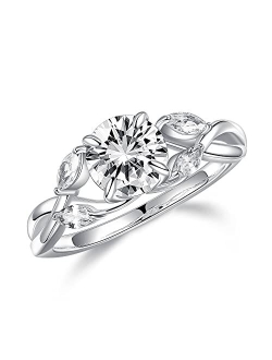 Moosea Willow Moissanite Engagement Rings for Women, 1.2ct D Color VVS1 Clarity Lab Created Diamond Wedding Rings 14K White Yellow Rose Gold Vermeil Solid S925 Sterling S