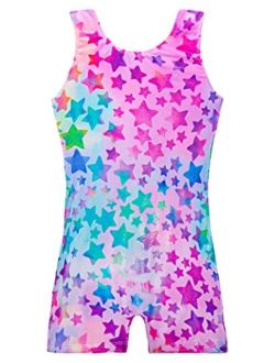 Tenvda Leotards for Girls Gymnastics Kids Children Biketard With Shorts Sparkly Unicorn Dance UnitardsMultiple Colors