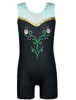 HOZIY Leotards for Girls Gymnastics Kids Children Biketard Snowflake Ribbon Blue Purple Hot Pink Sparkle