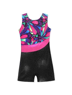 HOZIY Leotards for Girls Gymnastics Kids Children Biketard Snowflake Ribbon Blue Purple Hot Pink Sparkle