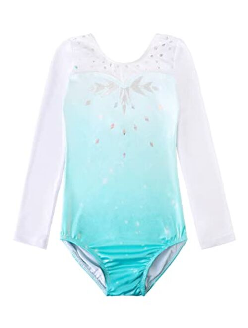 HOZIY Leotards for Girls Gymnastics Kids Children Biketard Snowflake Ribbon Blue Purple Hot Pink Sparkle