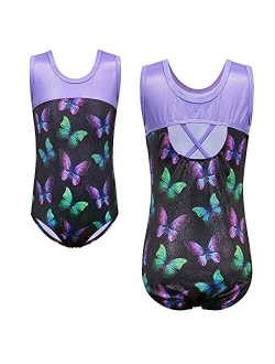 TFJH E Gymnastics Leotards for Girls Ballet Dancewear Practice Outfits Cross Back One Piece 3-12Y