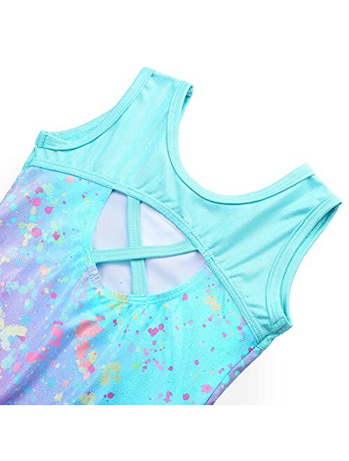 TFJH E Gymnastics Leotards for Girls Ballet Dancewear Practice Outfits Cross Back One Piece 3-12Y