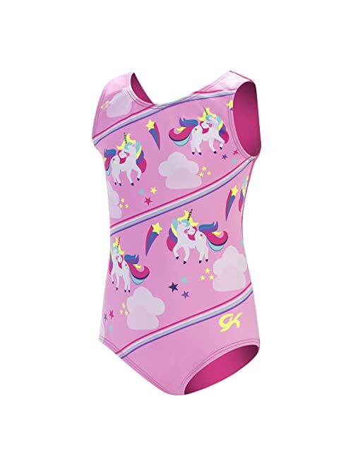 GK Stars Gymnastics & Dance Leotard for Girls and Toddlers - Activewear One Piece Outfit in Fun Colorful Prints