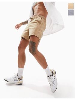 2-pack slim chino shorts in brown and gray