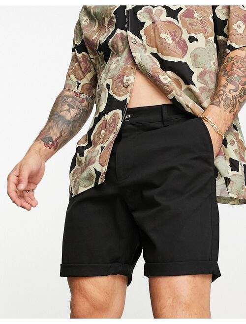 ASOS DESIGN slim chino shorts in black