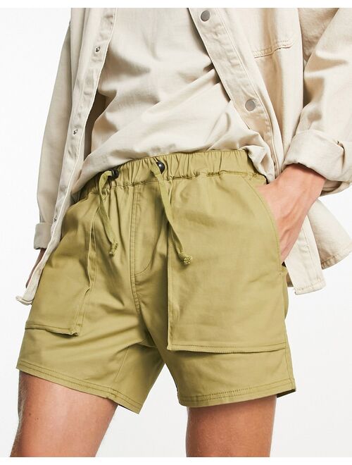 ASOS DESIGN slim shorts with pocket details in khaki