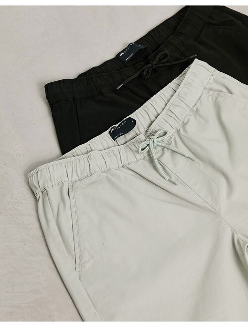 ASOS DESIGN 2 pack slim chino shorts in gray and black