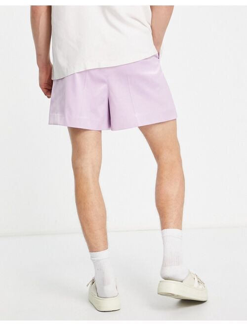 ASOS DESIGN cropped bermuda smart shorts in oil purple satin