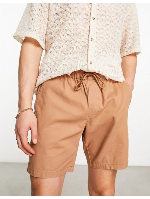 ASOS DESIGN 2 pack slim chino shorts in tan and khaki save