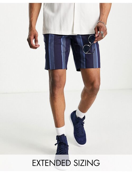 ASOS DESIGN slim smart shorts in wide navy stripe