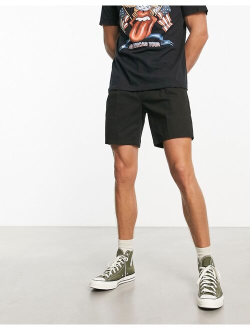 ASOS DESIGN 2 pack pleated chino shorts in black and khaki save