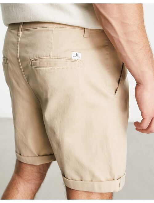 Jack & Jones Intelligence chino shorts with pleat in beige