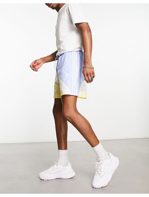 adidas Originals Superstar shorts in blue and yellow