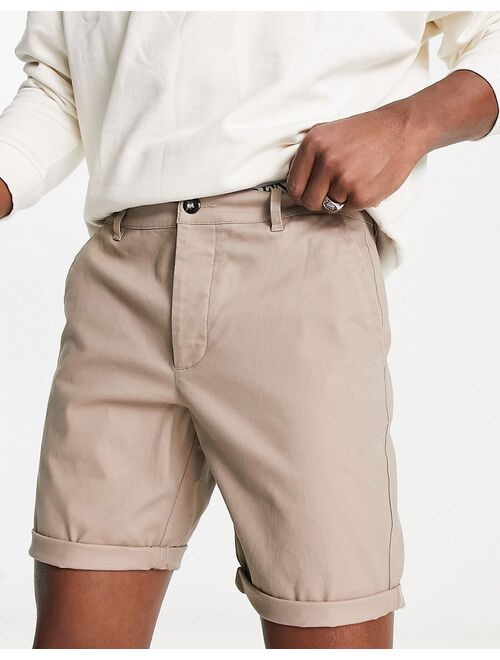 ASOS DESIGN slim chino shorts in beige