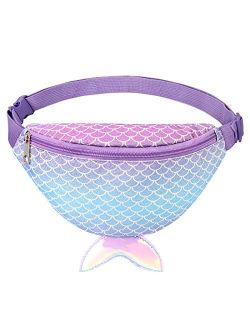 mibasies Mermaid Kids Fanny Pack Waist Bag for Girls Toddler Purse with Belt