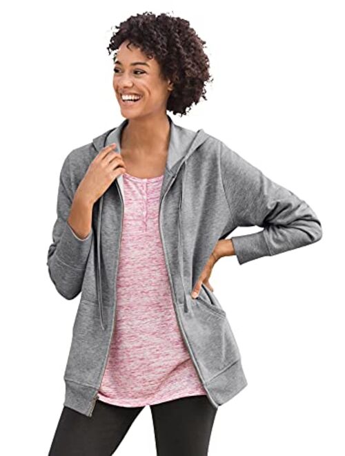 Woman Within Women's Plus Size Zip Front Hoodie Jacket