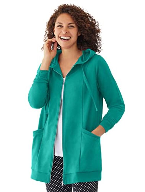 Woman Within Women's Plus Size Zip Front Hoodie Jacket