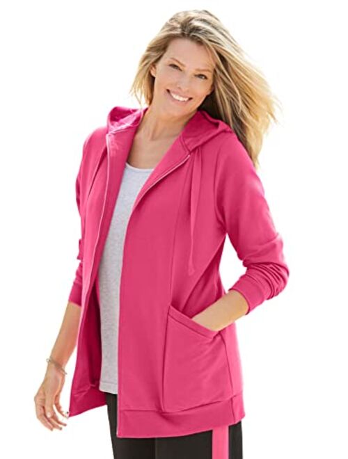 Woman Within Women's Plus Size Zip Front Hoodie Jacket