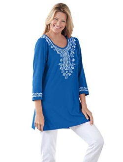 Women's Plus Size Embroidered Knit Tunic