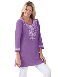 Women's Plus Size Embroidered Knit Tunic