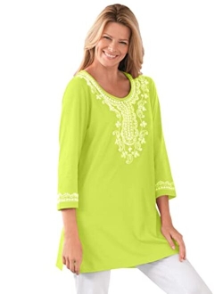 Women's Plus Size Embroidered Knit Tunic