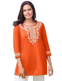 Women's Plus Size Embroidered Knit Tunic