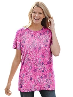 Women's Plus Size Perfect Printed Short-Sleeve Crewneck Tee Shirt